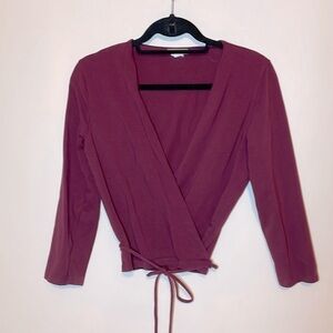 J. Crew burgundy Wrap top